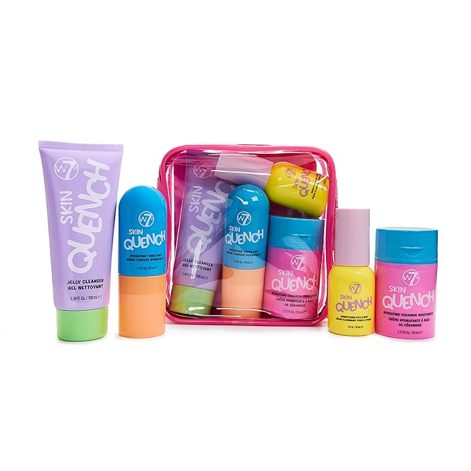 W7 Skin Quench Full Size Skincare Gift Set - Hydrating Skincare Bundle with Aloe Vera & Ceramides - Complete & Long-Lasting Moisturizing At-Home Routine