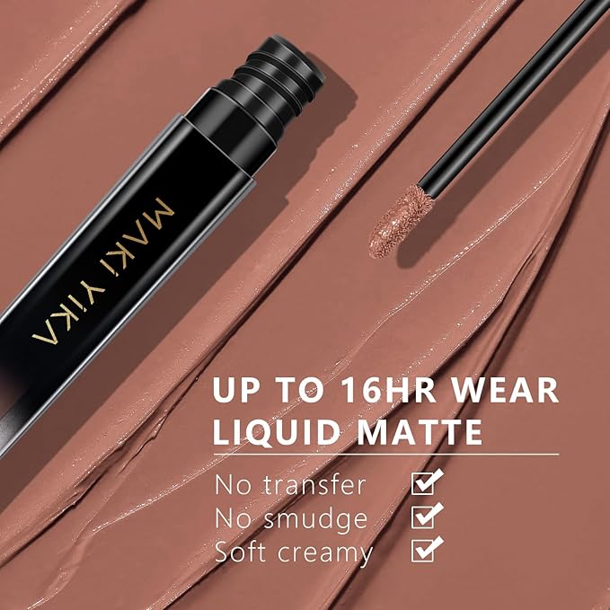 MAKI YIKA Nude Lipstick for Women Colorstay Long Lasting Brown Lipstick Matte Liquid Lipstick Transferproof Cruelty-Free Lip Color, Latte Nude