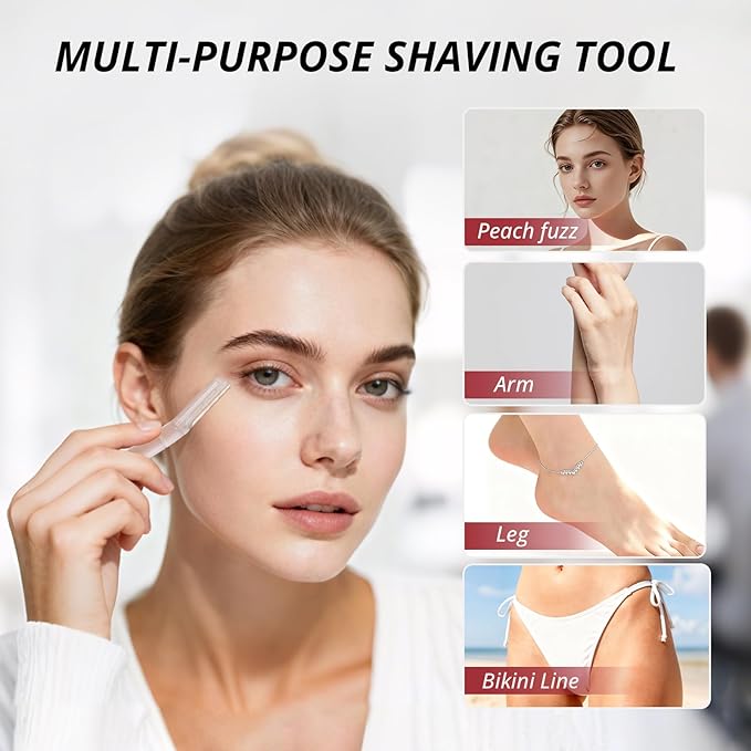 Dermaplane Razor for Women Face, 12 Pack Eyebrow Razor, Facial Razors with Micro Safety Blades, Peach Fuzz & Dead Skin Remover, Exfoliating for Smoother Skin & Easy Hair Removal