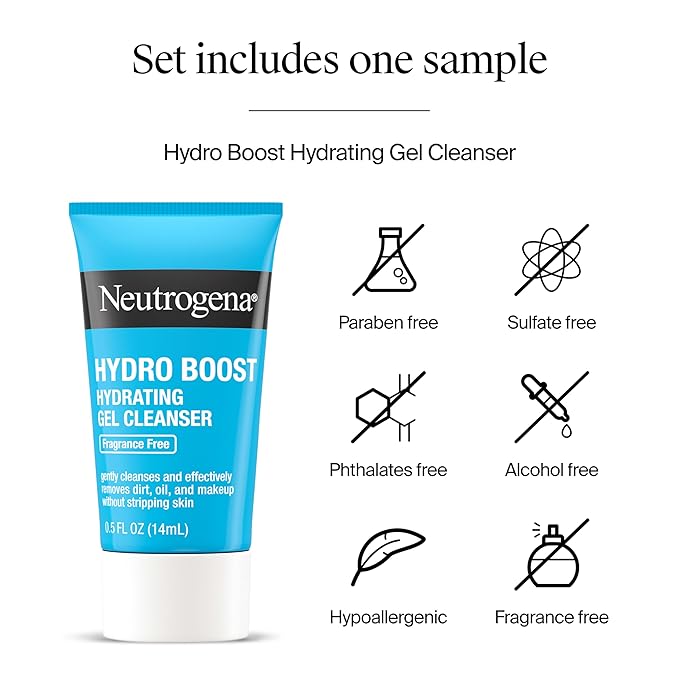 Neutrogena Hydro Boost Water Gel, Hyaluronic Acid Facial Moisturizer for Normal to Oily Skin, Hydrating Face Moisturizer, 1.7 fl. oz + Trial Size Hydro Boost Facial Cleanser, 0.5 fl. oz