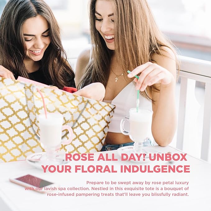 Spa Luxetique Spa Baskets for Women Gift, Womens Spa Gift Baskets, 15pcs Rose Spa Sets, Spa Kit Includes Body Oil, Bubble Bath, Bath Sets for Women, Christmas Gifts