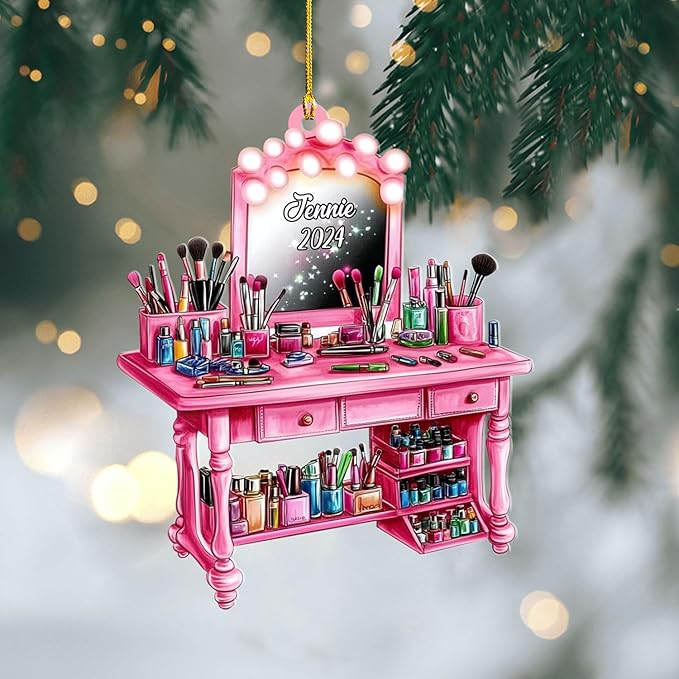 Personalized Makeup Tools Ornament β Custom Beauty Christmas Tree Decoration, Holiday Keepsake Gift for Makeup Artists, Cosmetologists, Beauty Lovers, Salon Owners, Families and Coworkers (MKH1)