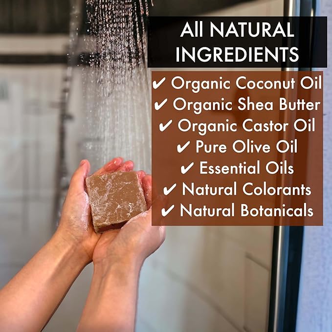 Natural Amor All Natural Handmade Soap Bar, Nourishing 3 pack- Rose Bergamot, Lavender, Unscented Oatmeal Bar Soap, 4.3 OZ each