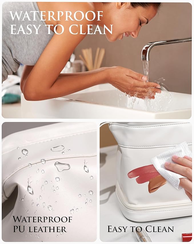 Personalized Gifts for Women, Initial Makeup Bag, Travel Gifts, Personalized Bags, Waterproof Double Layer Cosmetic Bag, Leather Makeup Bags Letter Travel Toiletry Bag, Friend Gifts