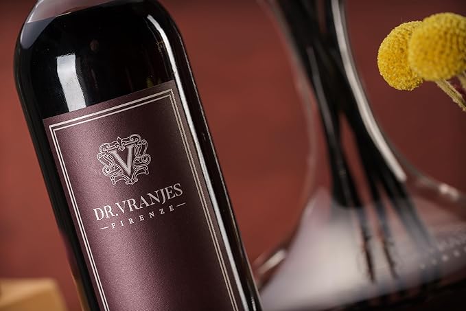 Dr. Vranjes - Rosso Nobile 750 ml Decanter & Bordeaux Bottle + Shopping Bag - Luxury Home Fragrance Set, Made in Italy, Main Scent: Fruity & Red Wine