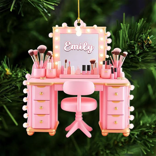 Personalized Makeup Tools Ornament โ Custom Beauty Christmas Tree Decoration, Holiday Keepsake Gift for Makeup Artists, Cosmetologists, Beauty Lovers, Salon Owners, Families and Coworkers (MKH8)