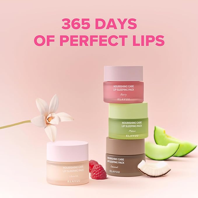 Klavuu Lip Mask Sleeping Pack (0.7oz) โ Overnight Deep Hydrating Korean Lip Balm Treatment for Very Dry, Chapped Lips | Lip Lightening & Plumping with Instant Hydration | Gentle Exfoliating (Berry)