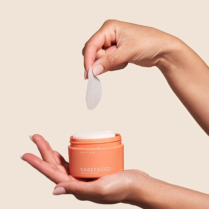 Barefaced Toning Pads (60 count) - Exfoliating Face Pads with 2% Glycolic Acid & Salicylic Acid - Brightens & Cleanses Skin, Clears Pores, Reduces Fine Lines & Wrinkles