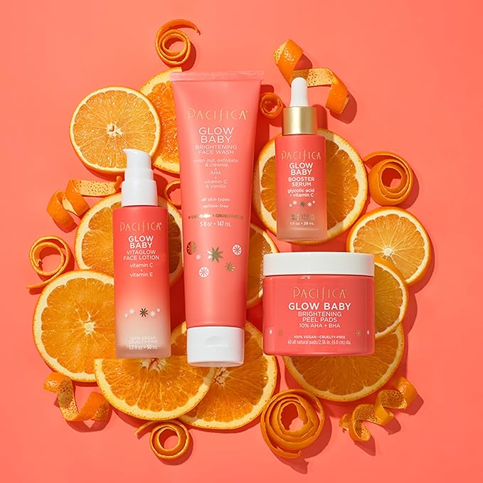 Pacifica Beauty Glow Baby Brightening Face Wash Set, Skincare, Face Cleanser, Exfoliator, AHA, Even Skin Tone, VItamin C, Vanilla, Sulfate and Paraben Free, Vegan, 5 fl oz Each (Set of 2)