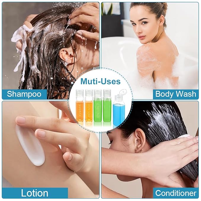 Cosywell Travel Bottles for Toiletries Plastic Squeeze Bottles 5pcs 2 oz TSA Approved Travel Size Containers Refillable Cosmetic Containers Kit Leak proof Shampoo Conditioner Travel Essentials