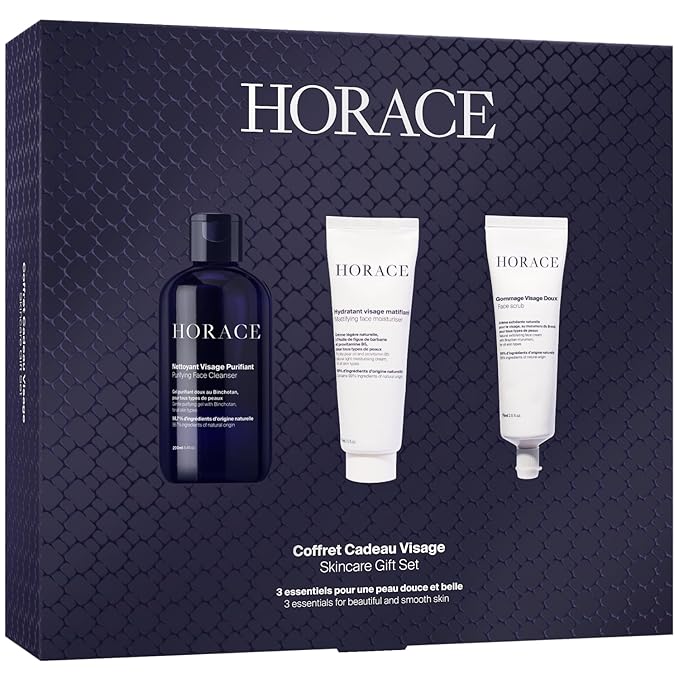 HORACE Gift Set with Purifying Face Cleanser, Gentle Face Scrub, and Mattifying Face Moisturizer - Skincare Set for Cleansing and Hydrating
