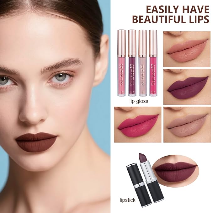 Makeup Kit for Women Full Kit、 Makeup Gift Set for Beginners Teenager,Makeup Sets for Teens、 Multipurpose Makeup ,eyeshadow、 liquid foundation,Loose powder,Eyebrow pencil,4-color lip gloss set