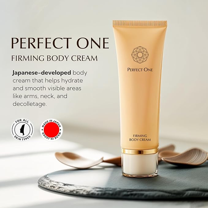 PERFECT ONE Firming Body Cream: Premium Japanese body cream for your hands, arms, neck, and decolletage, enriched with Niacinamide and Dipotassium Glycyrrhizate 1.76 oz. (50 g)