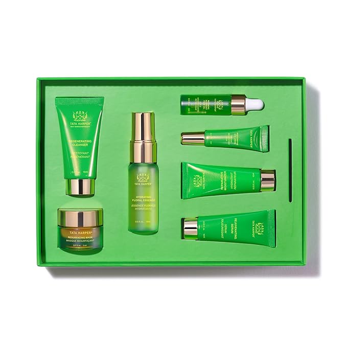 Tata Harper Daily Essentials Set, Best Selling Skincare Set, Travel Sized Skincare, 7-Step On-the-Go Skincare Routine, Natural Skincare