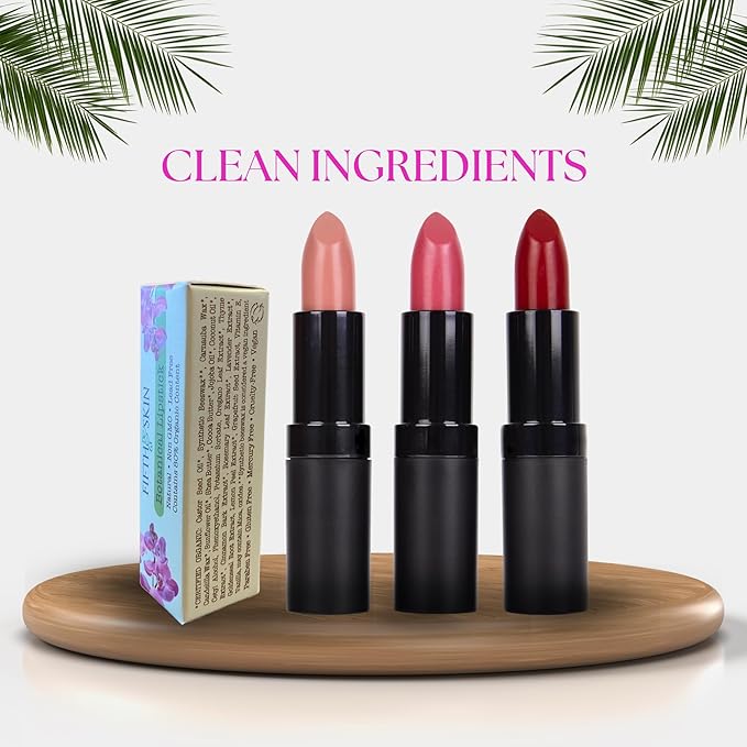 Fifth & Skin BOTANICAL Lipstick (BERRY RED) | Made in USA | Vegan | Natural | Organic | Cruelty Free | Paraben Free | NO Lead | Moisturizing Color that's Good for your Lips!