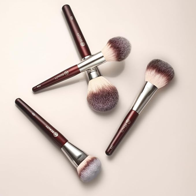 BK BEAUTY - ESSENTIALS FACE BRUSH SET (4PC) - Professional Makeup Brush Set for Liquid or Cream Foundations, Powder, Bronzer, Blush | Premium Makeup Brushes for Flawless Application
