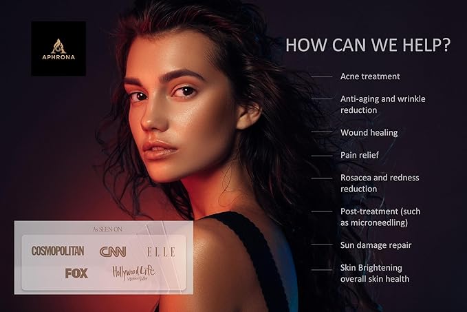 Aphrona® | FDA cleared Moonlight LED Facial Mask Skin Care Mask, LED Light Therapy Red Blue light for Acne Removal Wrinkle Reduction