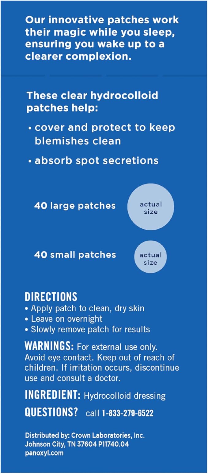 PanOxyl PM Overnight Spot Patches, Advanced Hydrocolloid Healing Technology, Fragrance Free, 80 Count