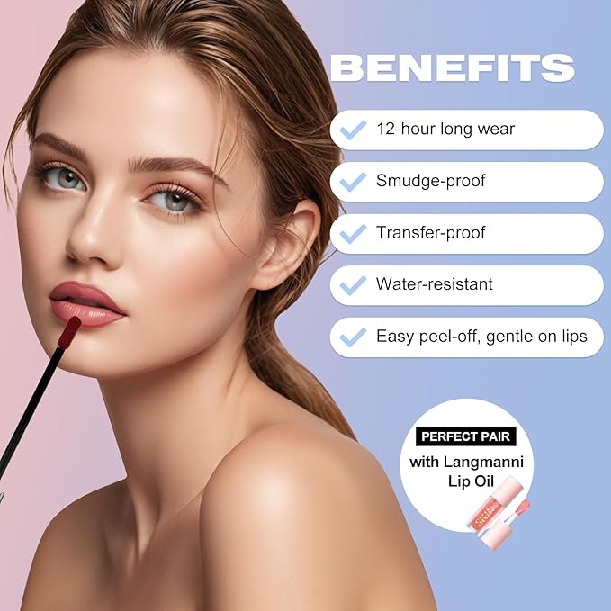 LANGMANNI Long-Lasting Peel Off Lip Liner Set, Waterproof & Smudge-Proof Matte Lip Liners Gift Makeup For Girls(#2)