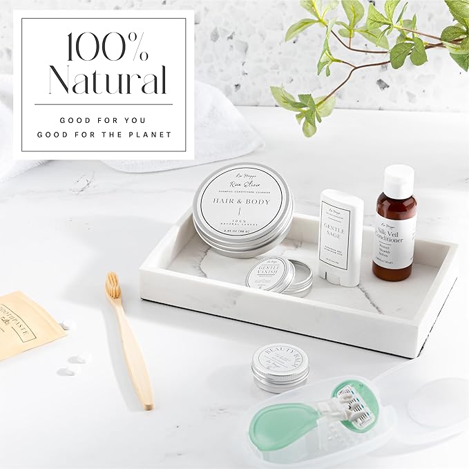 Travel Gift Box for Women - Luxury Spa Natural Organic Convenience Kit, Mini Travel Sized Toiletries, Honeymoon Vacation Essentials, Bridesmaid Gifts, Hospital, Postpartum, Get Well, Self Care Package