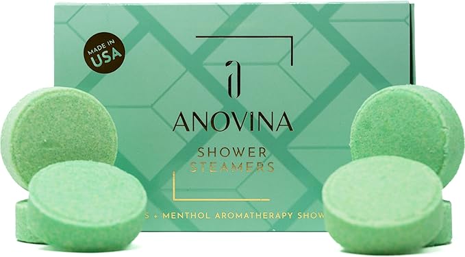 Anovina Eucalyptus & Menthol Shower Steamers β Aromatherapy Shower Tablets with Soothing Vapors β Made in USA β Shower Bomb Gift Set for Men & Women