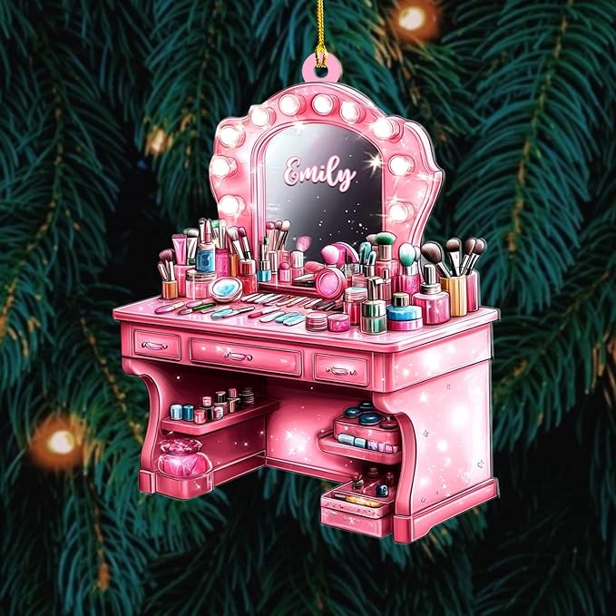Personalized Makeup Tools Ornament β Custom Beauty Christmas Tree Decoration, Holiday Keepsake Gift for Makeup Artists, Cosmetologists, Beauty Lovers, Salon Owners, Families and Coworkers (MKH6)