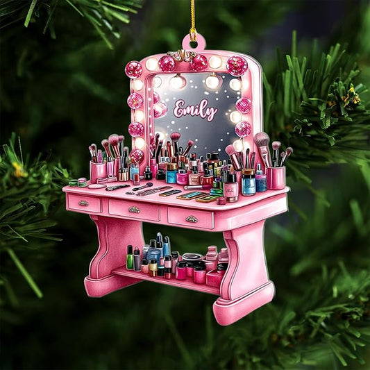 Personalized Makeup Tools Ornament โ Custom Beauty Christmas Tree Decoration, Holiday Keepsake Gift for Makeup Artists, Cosmetologists, Beauty Lovers, Salon Owners, Families and Coworkers (MKH7)