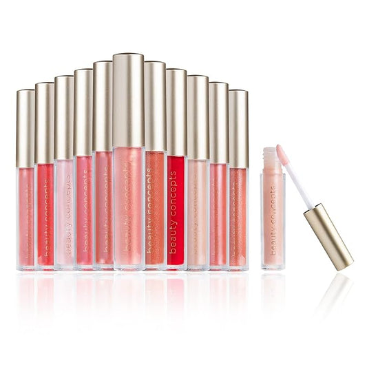 Beauty Concepts Lip Gloss Collection โ Shimmering, Glossy Lip Makeup Set for a Radiant Finish, Pink and Red Collection