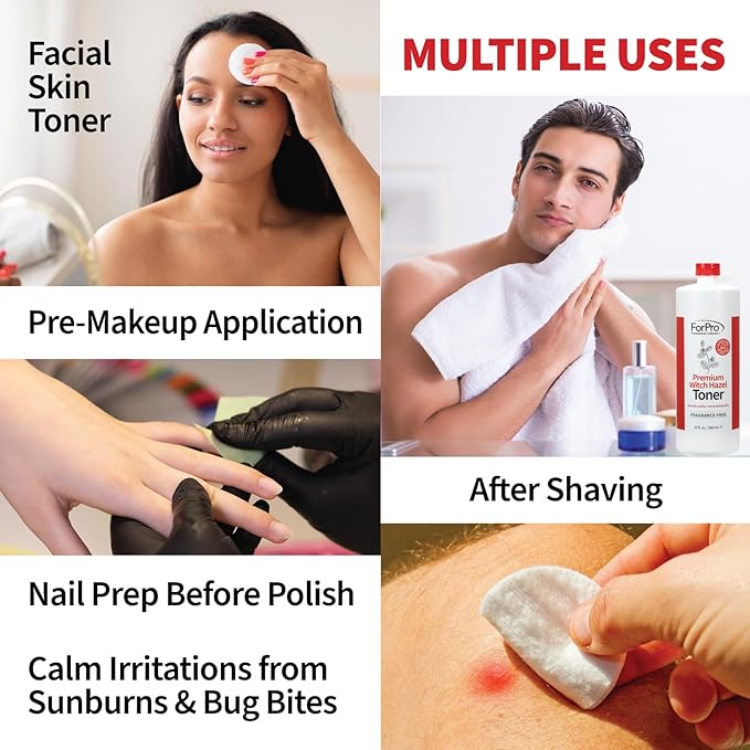 ForPro Premium Witch Hazel Toner, Alcohol-Free, Naturally Soothe, Tone & Hydrate Skin, Vegan, Cucumber Scent, 32 Fl Oz