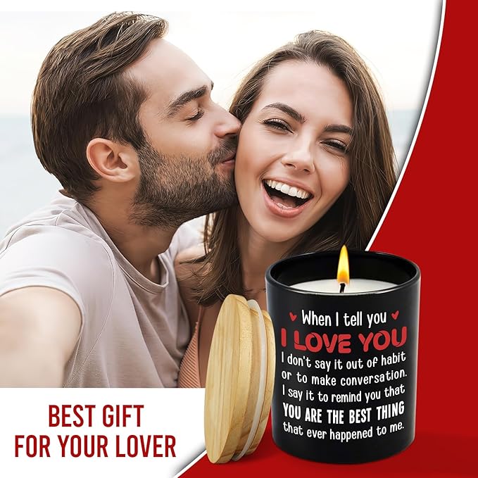 TEEZWONDER Christmas Anniversary Wedding Gifts for Men Women - Long Lasting Vanilla Lavender Candle 10 Oz - I Love You Gift for Him Her, Birthday Gifts for Husband Wife Boyfriend Girlfriend
