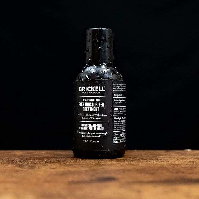 Brickell Men's Acne Controlling Face Moisturizer Treatment for Men, Natural and Organic Face Moisturizer Treatment to Clear Acne, Even Skin Tone and Moisturize Skin, 2% Salicylic Acid, 2 Ounces