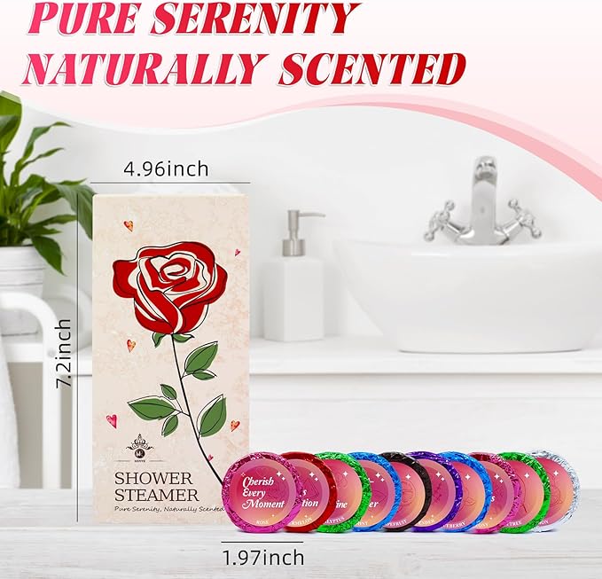 10 Rose Scented Shower Steamers - Luxury Aromatherapy Gift Set for Girls, Wife & Mom,Christmas Stocking Stuffers Gifts for Teen Girls, White Elephant Gifts for Her, Birthday Gifts for Women