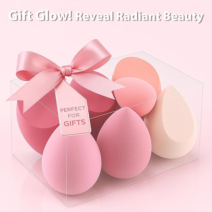 Makeup Sponge Set Foonbe Blender Sponges 7 Pcs for Liquid, Cream, and Powder, Latex Free, Multi colored Beauty Sponges with 1 Mini Sponge, Vegan & Cruelty-Free