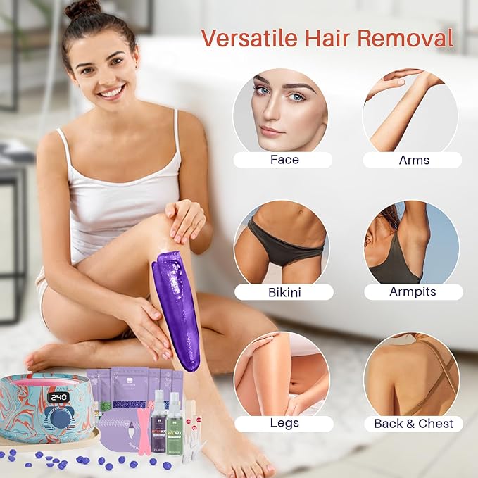 BLITZWAX Brazilian and Bikini Waxing Kit for Women, Hard Wax Warmer for Face, Legs and Body, At Home Hair Removal Kit, Beginner Friendly, Effective on Coarse Hair, Pool Swirl Design