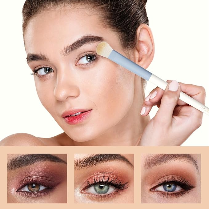 3-Piece Eye Makeup Brush Set with 20 Cotton Sticks – Soft, Dense Synthetic Bristles, Professional Eyeshadow Blending Brushes for Smooth Application – Includes Storage Pouch