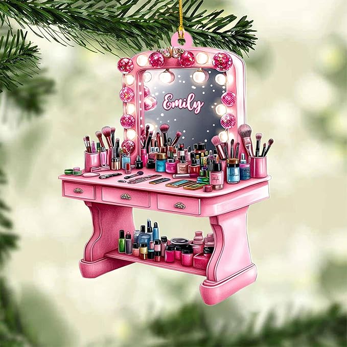 Personalized Makeup Tools Ornament β Custom Beauty Christmas Tree Decoration, Holiday Keepsake Gift for Makeup Artists, Cosmetologists, Beauty Lovers, Salon Owners, Families and Coworkers (MKH7)