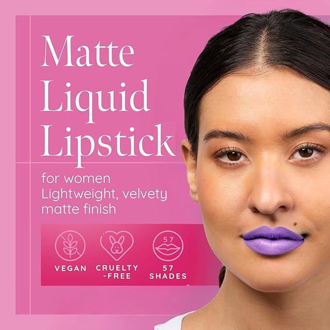 Aromi Pastel Purple Matte Liquid Lipstick | Long-Lasting Lip Color, Vegan Makeup, Cruelty-free Beauty, Handmade (Lavender Fields)