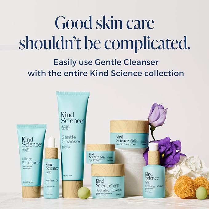Kind Science Gentle Face Cleanser - Face Wash for Women & Makeup Remover with Vitamin C - Facial Cleanser for Dry Skin - Paraben, Dye & Fragrance Free, Cruelty Free, 4.5 fl oz