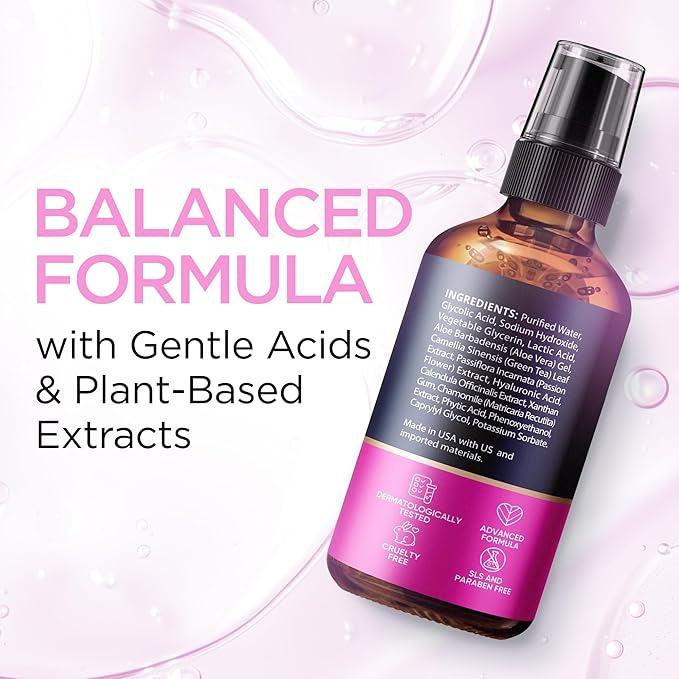 Glycolic Acid Serum for Face 15% - Extra Large Size (2 Oz) - Advanced Formula to Support Skin Radiance, Addressing Uneven Tone & Fine Lines