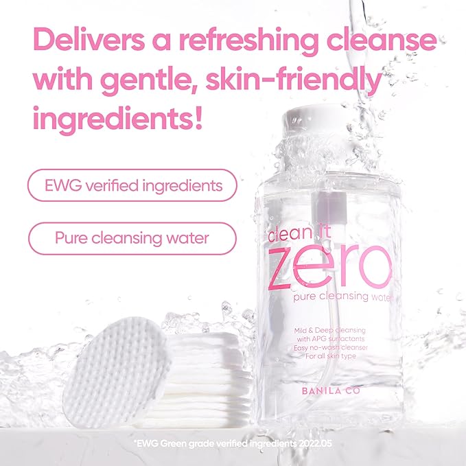 BANILA CO Clean It Zero Pure Cleansing Water | Gentle Cleanser for Sensitive Skin | Micellar Water Makeup Remover No Rinse & Oil Free (310ml / 10.48 fl.oz)