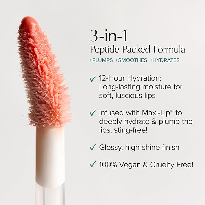 Thrive Causemetics Sheer Strength Lip Plumping Peptide Gloss, Lip Plumper with Vitamin E, Peptides, Plumps, Smooths & Hydrates Lips, High Shine, Vegan & Cruelty Free, Jo (Pink Mauve)