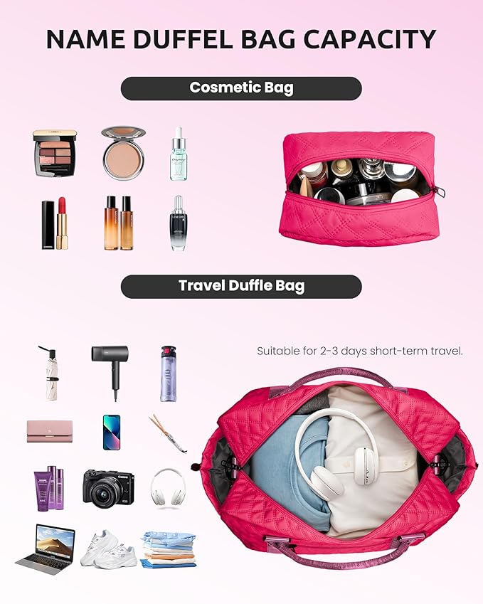 Travel Essentials for Women, Girl Birthday Gift-Initial Travel Bag with Shoe Compartment, Weekender Bag, Monogram Overnight Bag for Women, Letter Travel Bag with Makeup Bag (Letter J)