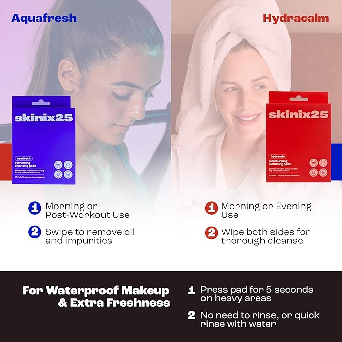 Hydracalm & Aquafresh Facial Cleansing Pads – 20 Individually Wrapped Face Wipes for Travel, Gym & On-the-Go Skincare | Hydrating + Oil-Control Cotton Pads for All Skin Types
