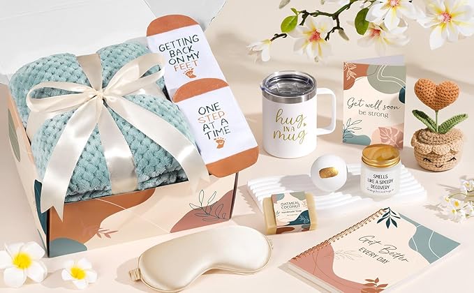 Get Well Gifts for Women After Surgery Recovery, Get Well Soon Gift Baskets for Women Chemo Care Package, Thinking of You Cancer Care Gifts for Sick Friends, Feel Better Encouragement Comfort Gift Box