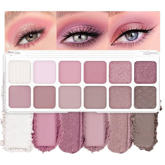 AMY'S DIARY 12Color Light Pink Purple Eyeshadow Palette, Long-Lasting, and Highly Pigmented. Elevate Your Eye Makeupโ Unleash Your Unique Style (10#)