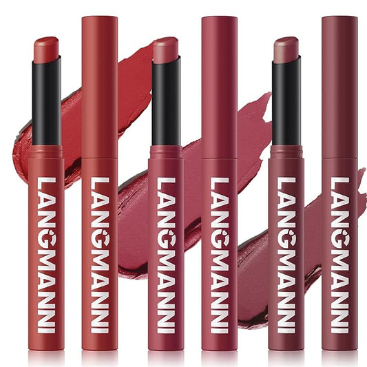 Jolilab 3Pcs Velvet Matte Lipstick Nude Matte Soft Dark Color Stick High Pigmented Long-Lasting Waterproof Lip Stick Lip Balm Beauty Cosmetics Gift for Girls and Women(10#+11#+12#