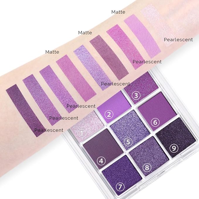 Purple and Pink Glitter Eyeshadow Palette Makeup,Lavender Mauve Light Pink Baked Eye Shadow Palette,Purple Makeup Pallet Long Lasting Waterproof Womens Eyeshadows