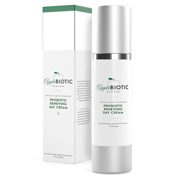 AppleBiotic Hydrating Face Cream-For Dry, Oily, Sensitive Skin, Fast Absorbing, Naturally-Derived with Green Tea, Chamomile, Aloe, Fragrance Free, 1.7 OZ