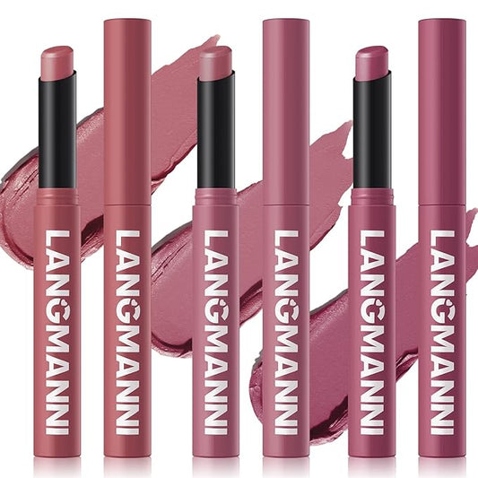 Jolilab 3Pcs Velvet Matte Lipstick Nude Matte Soft Dark Color Stick High Pigmented Long-Lasting Waterproof Lip Stick Lip Balm Beauty Cosmetics Gift for Girls and Women๏ผ07#+08#+09#