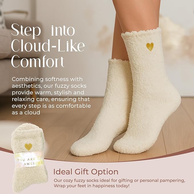 American Trends Coral Fleece Cloud Socks Ultra-Soft Fuzzy Warm Sleep Socks Cozy Unisex Gifts for Birthday Self-Care